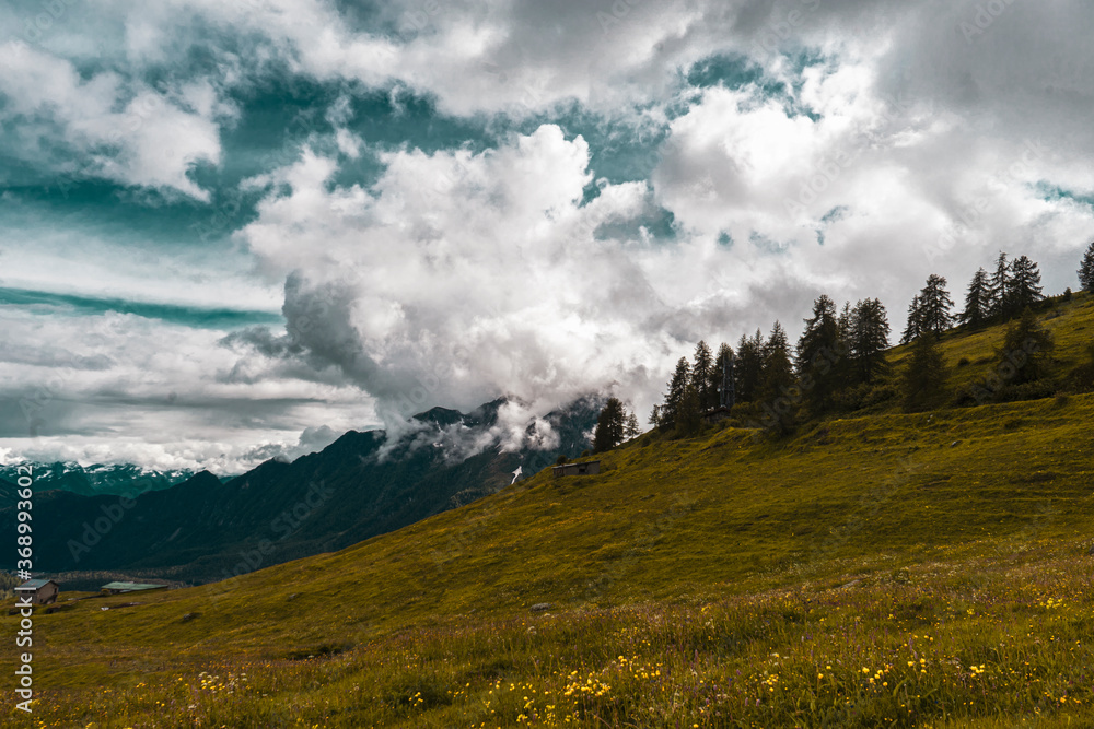 mountain landscape with clouds 