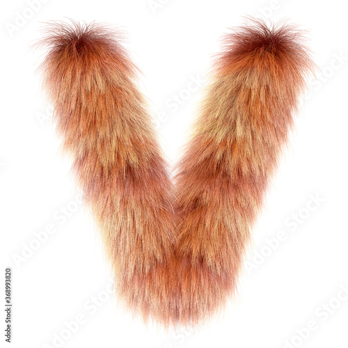 3d Fox cartoon funny creative fur letter V