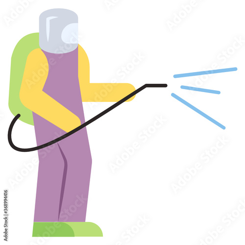 Cleaning and Disinfecting Public Spaces Concept, Pest Control and Fumigation Outfit Vector Color Icon Design, Home and Office Disinfecting and Decontamination Services Symbol on white background 
