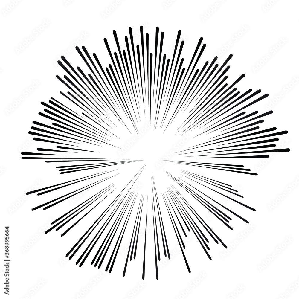 Obraz premium Radial speed Lines in Circle Form for comic books . fireworks Explosion background . Vector Illustration . Starburst round Logo . Circular Design element . Abstract Geometric star rays . Sunburst .