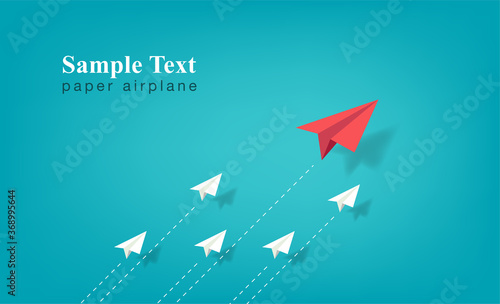 Leadership design concept with paper airplane symbol. One vision and good teamwork for success. Flat style vector illustration