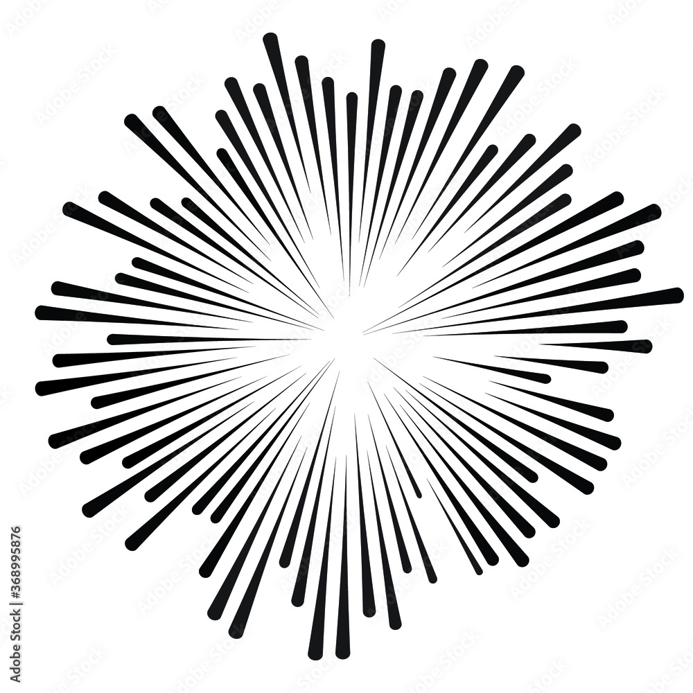 Obraz premium Radial speed Lines in Circle Form for comic books . fireworks Explosion background . Vector Illustration . Starburst round Logo . Circular Design element . Abstract Geometric star rays . Sunburst .
