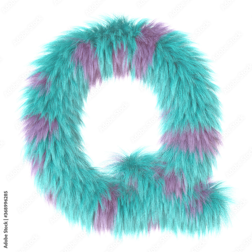 3d cartoon fun animal fur letter Q 3d cartoon fun animal fur letter Q