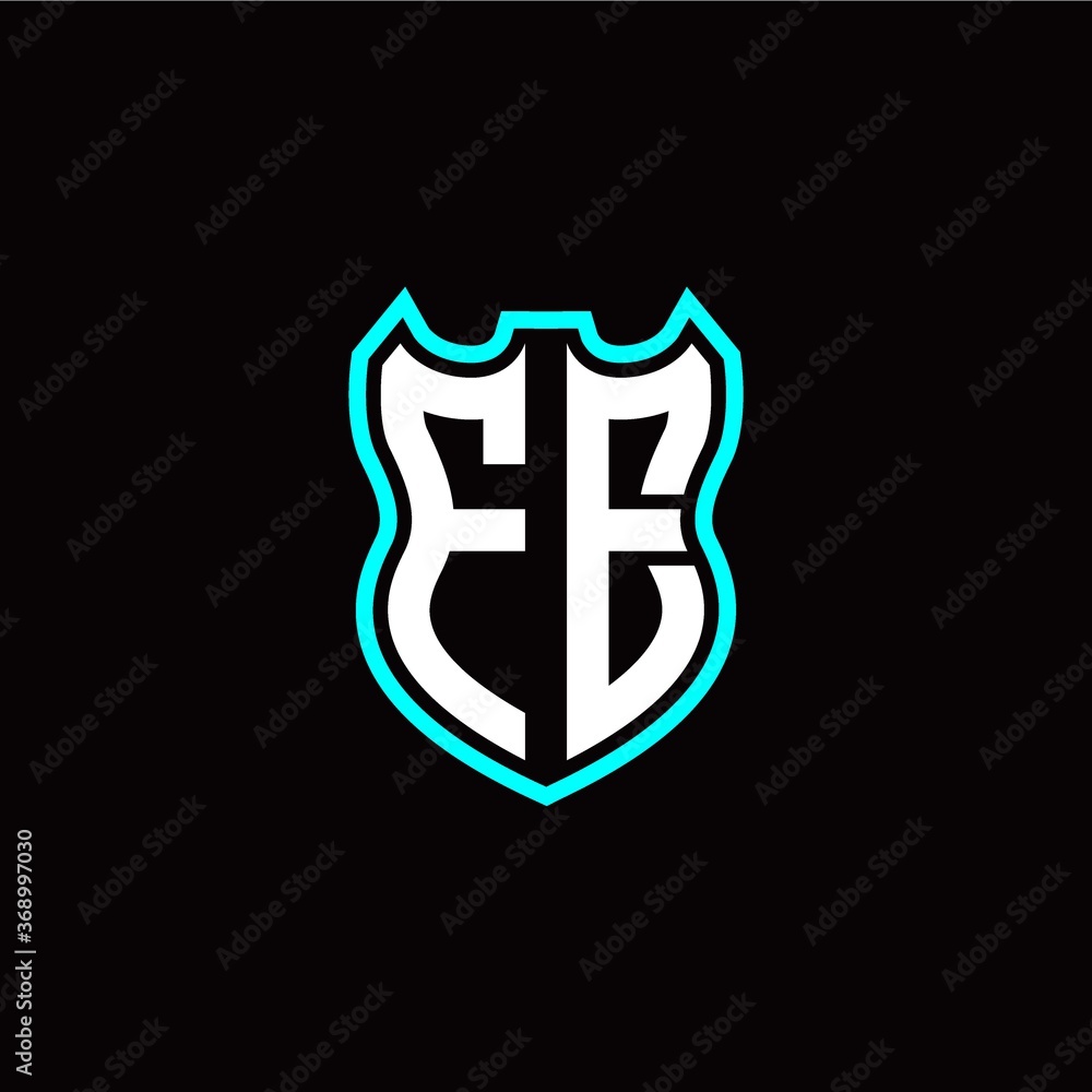 F E initial logo design with shield shape