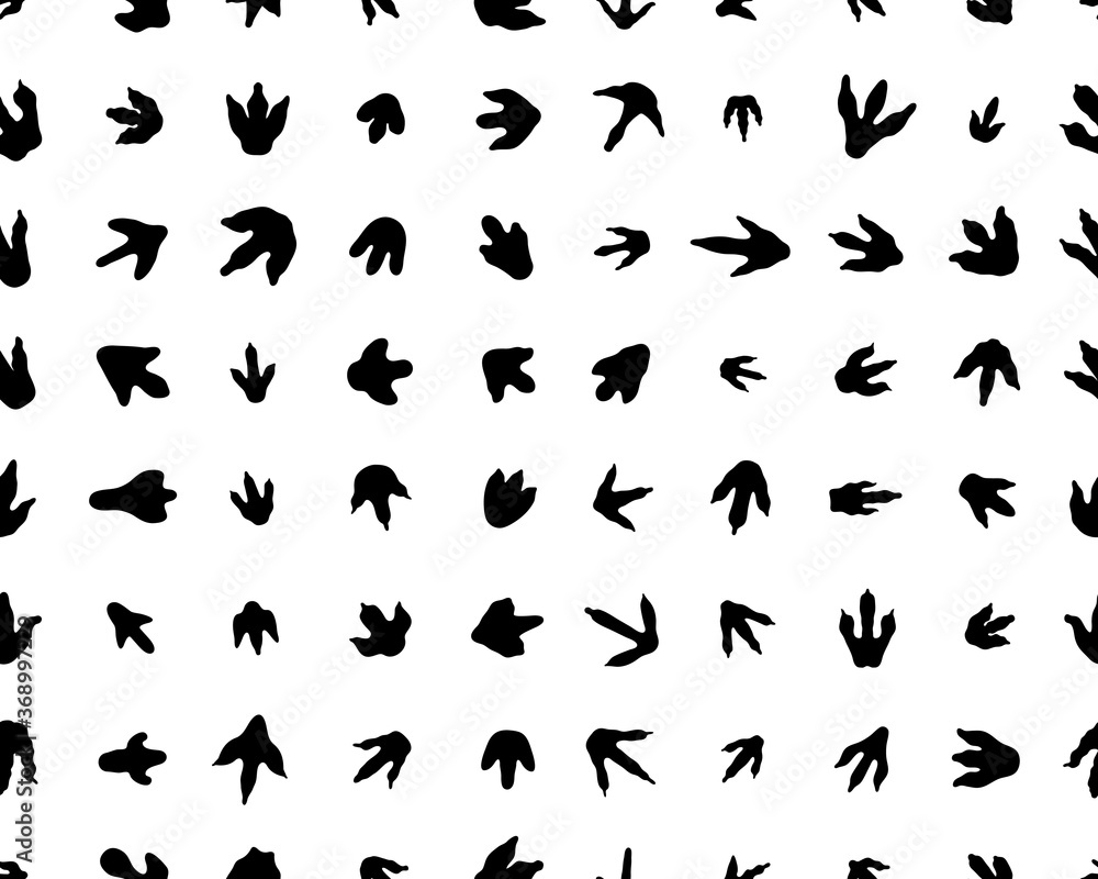Seamless pattern with footprints of dinosaurs on white background Seamless pattern with footprints of dinosaurs on white background