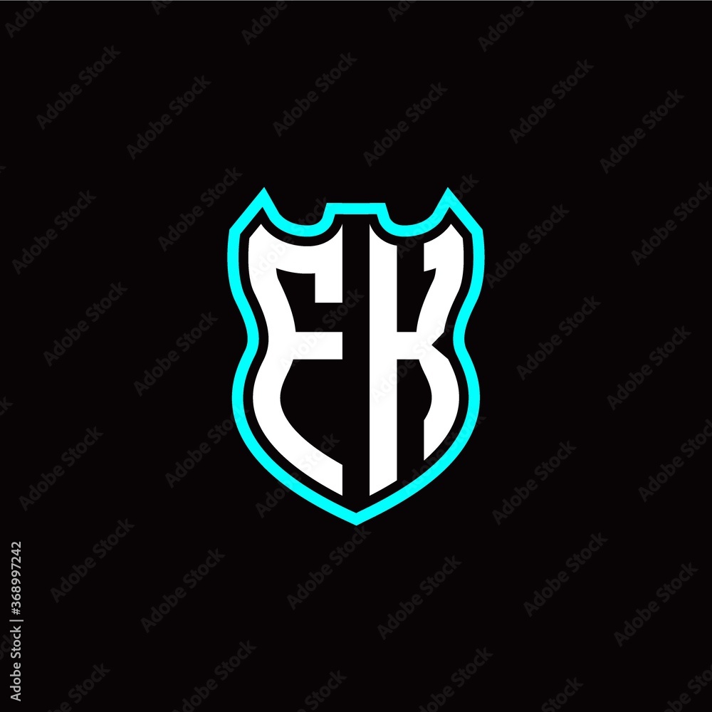 F K initial logo design with shield shape F K initial logo design with shield shape