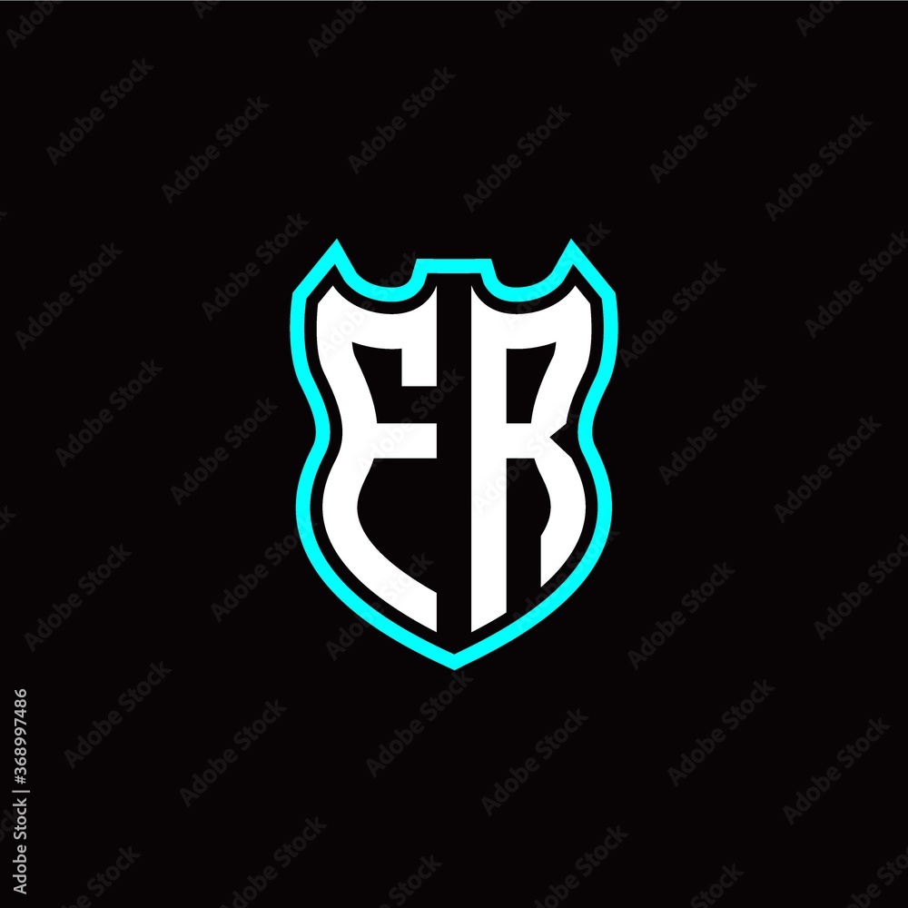F R initial logo design with shield shape