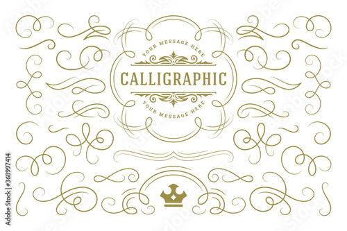 Calligraphic design elements vintage ornaments swirls and scrolls ornate decorations vector design elements