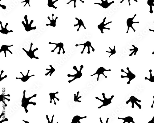 Valokuva Seamless pattern with footprints of frogs white background