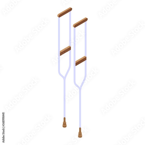 Inclusive education medical crutches icon. Isometric of inclusive education medical crutches vector icon for web design isolated on white background