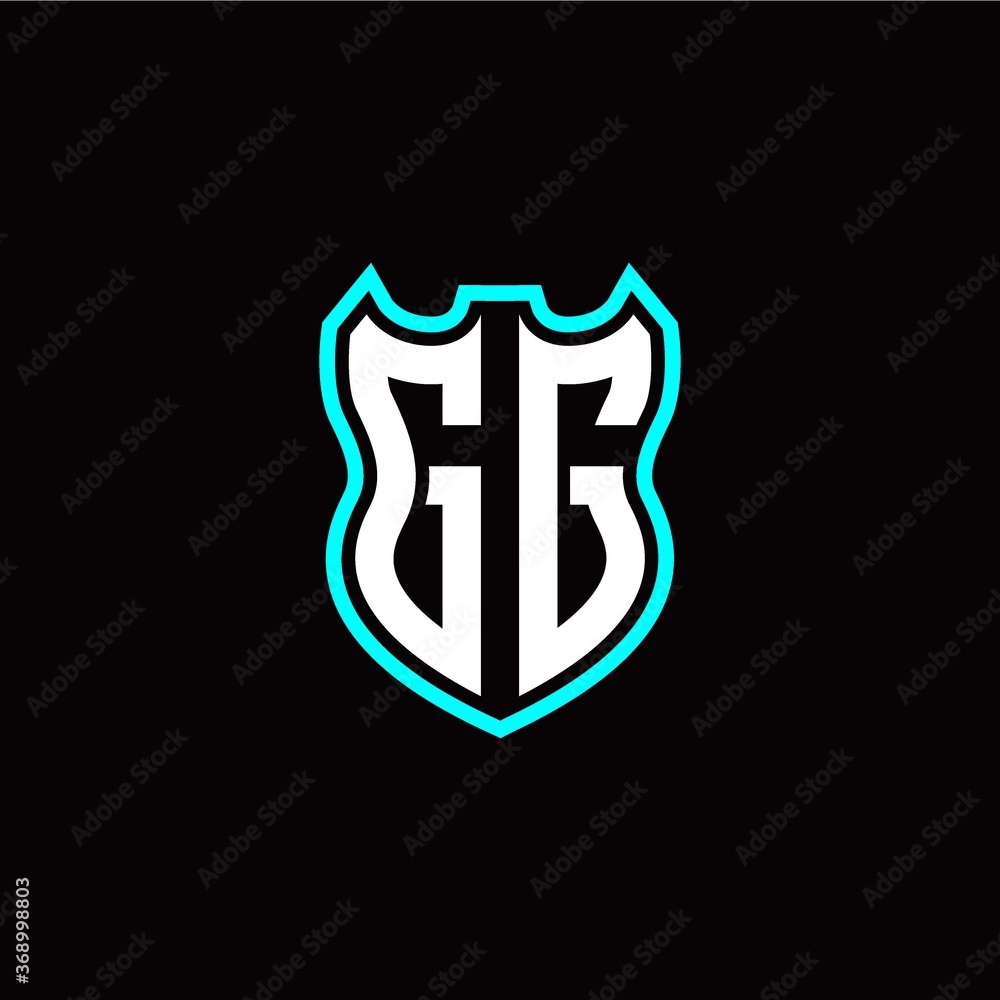 G G initial logo design with shield shape G G initial logo design with shield shape