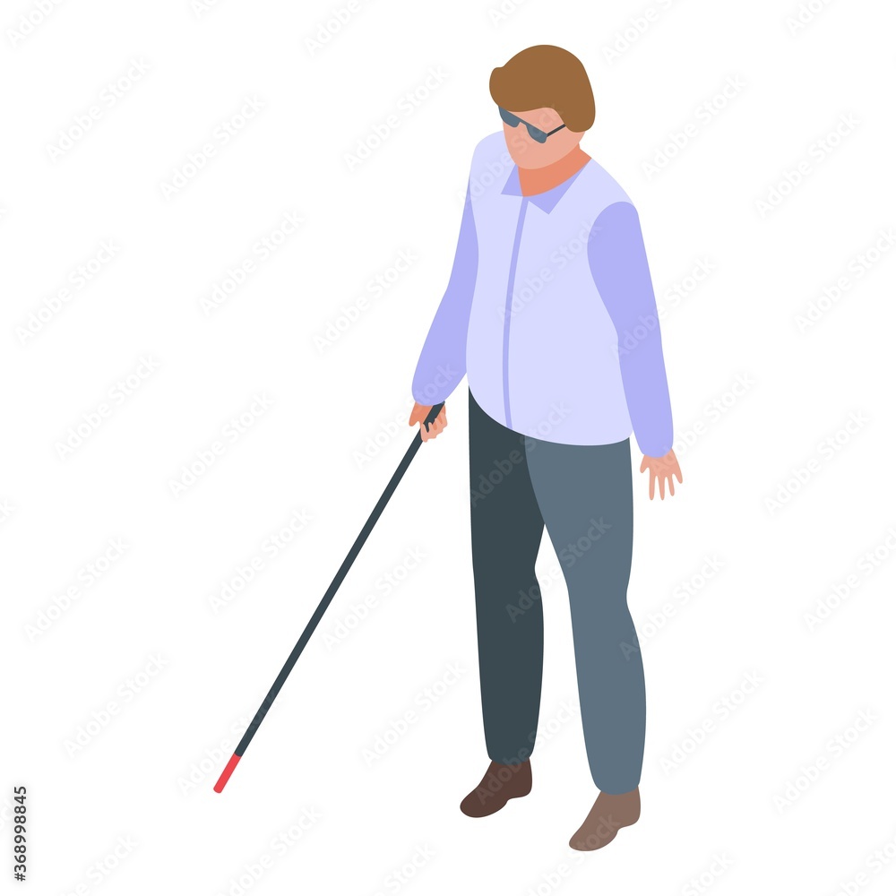 Inclusive education blind boy icon. Isometric of inclusive education blind boy vector icon for web design isolated on white background Inclusive education blind boy icon. Isometric of inclusive education blind boy vector icon for web design isolated on white background