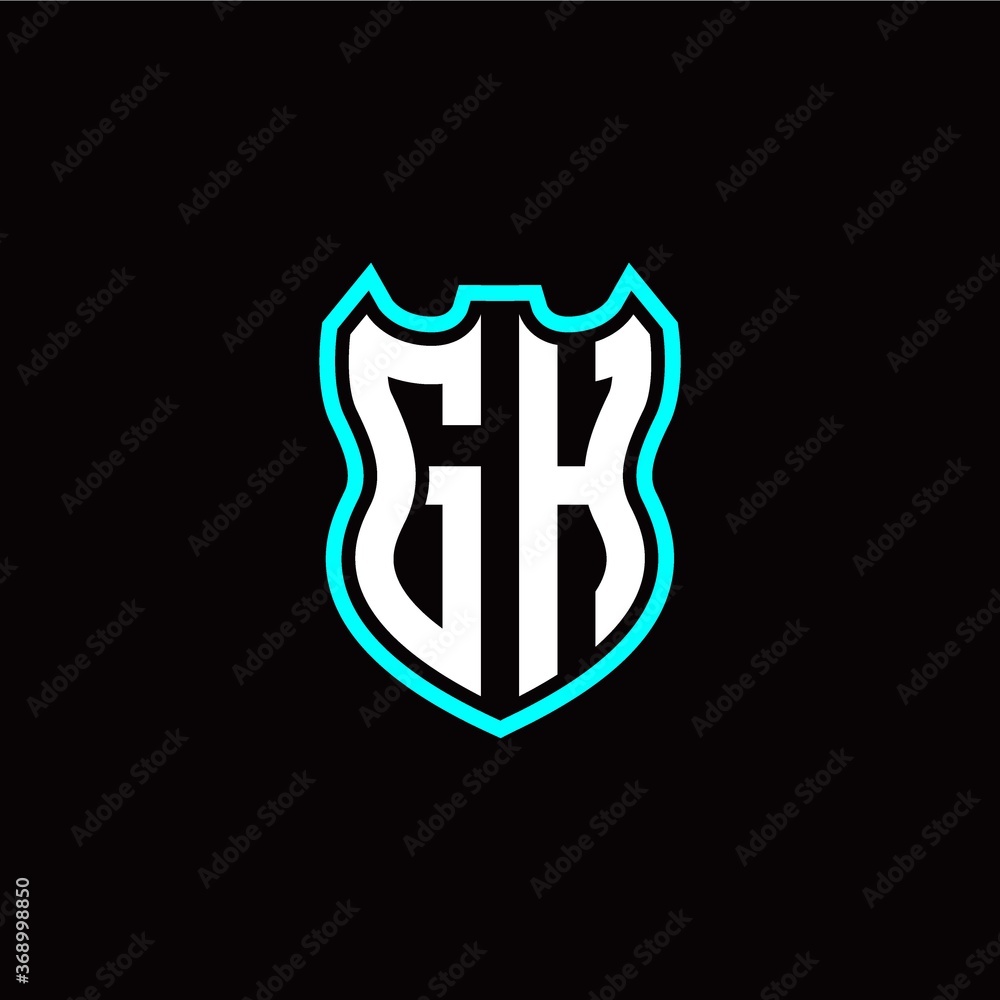 Obraz premium G H initial logo design with shield shape