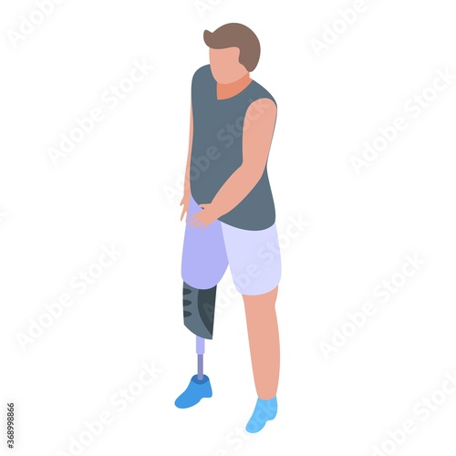 Inclusive education artificial leg boy icon. Isometric of inclusive education artificial leg boy vector icon for web design isolated on white background