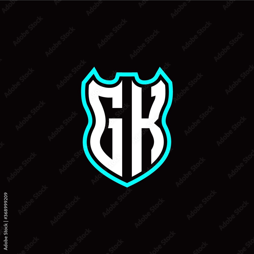 G K initial logo design with shield shape