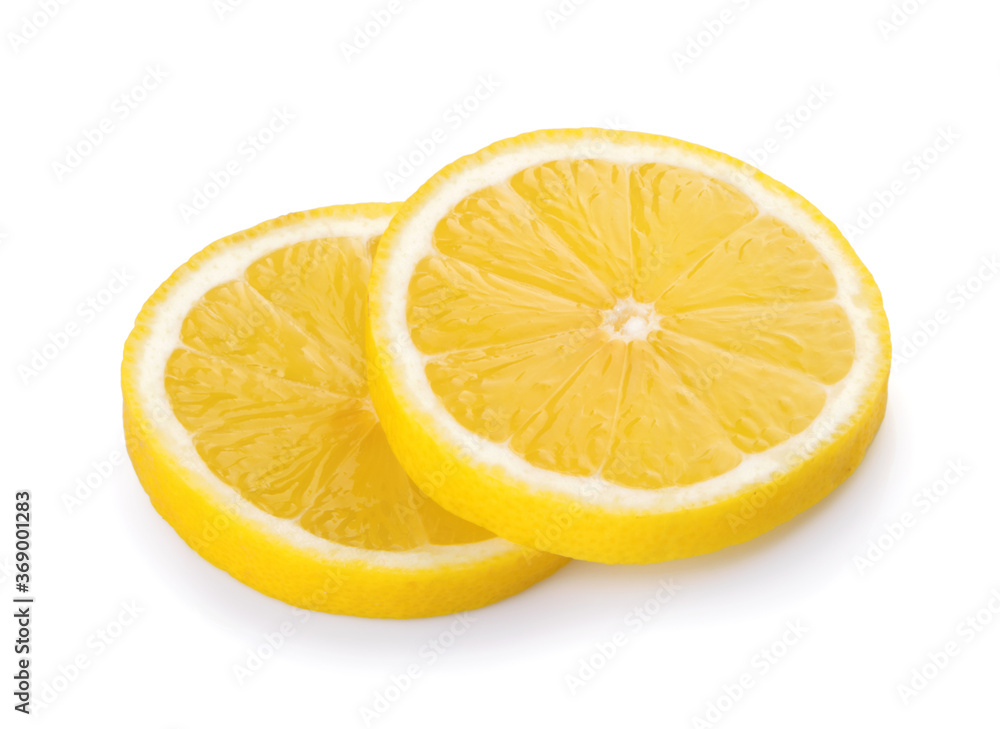 Lemon slices isolated white background