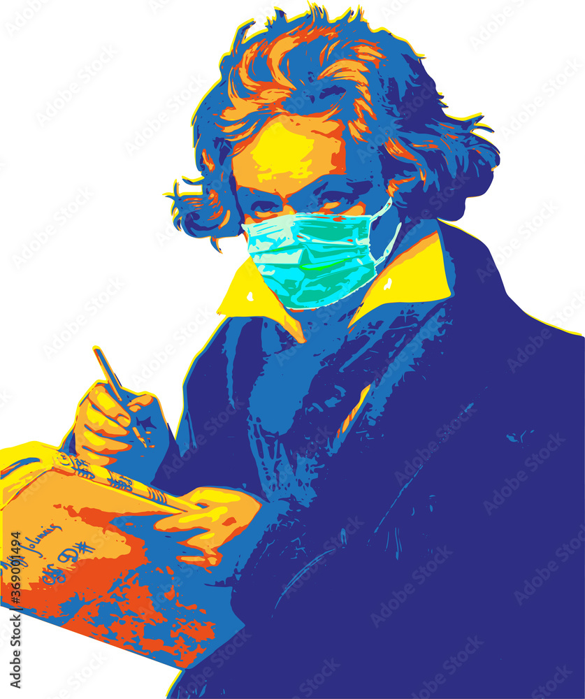 Ludwig van Beethoven pop art stil with hygienic protection Stock Vector |  Adobe Stock