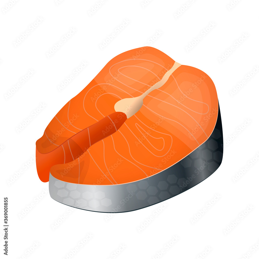 Salmon slice vector illustration. Piece of red fish isolated. Salmon slice vector illustration. Piece of red fish isolated.