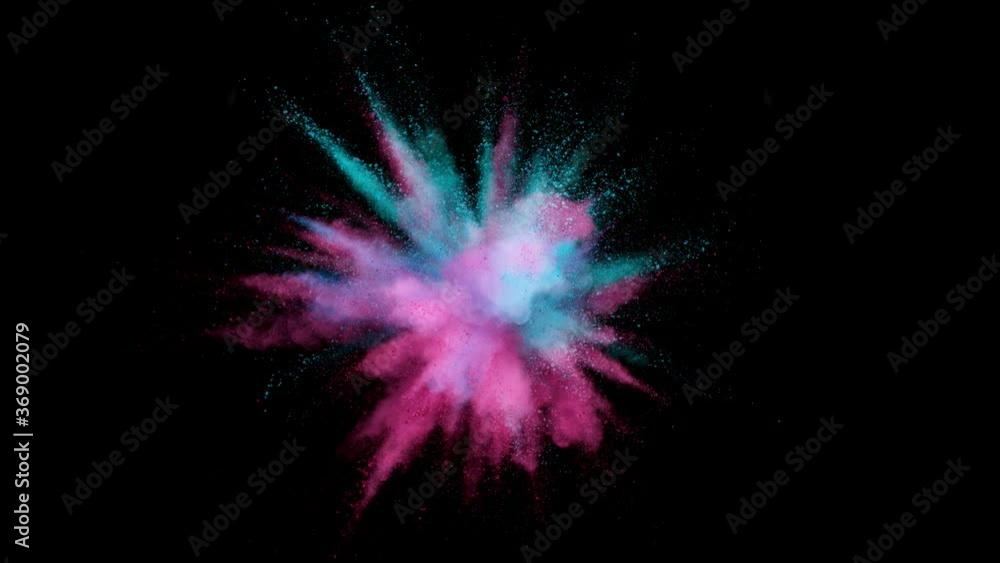 Super slow motion of coloured powder explosion isolated on black background. Filmed on high speed cinema camera, 1000fps. Super slow motion of coloured powder explosion isolated on black background. Filmed on high speed cinema camera, 1000fps.