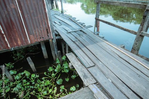Wooden walkway around the canal photo