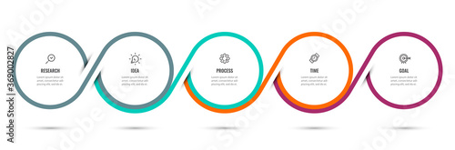 Vector Infographic label design template with icons and 5 options or steps. Can be used for process diagram, presentations, workflow layout, banner, flow chart, info graph.