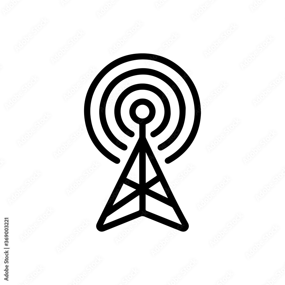 vector illustration of network antenna and wifi outline icon vector illustration of network antenna and wifi outline icon