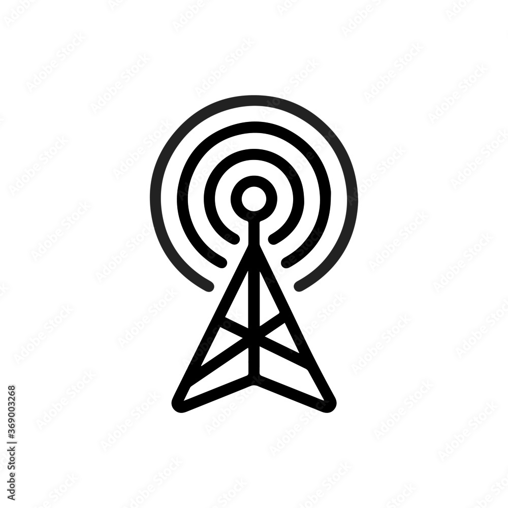 vector illustration of network antenna and wifi outline icon vector illustration of network antenna and wifi outline icon