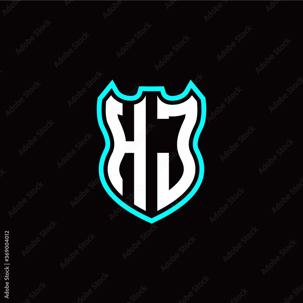 Obraz premium H J initial logo design with shield shape