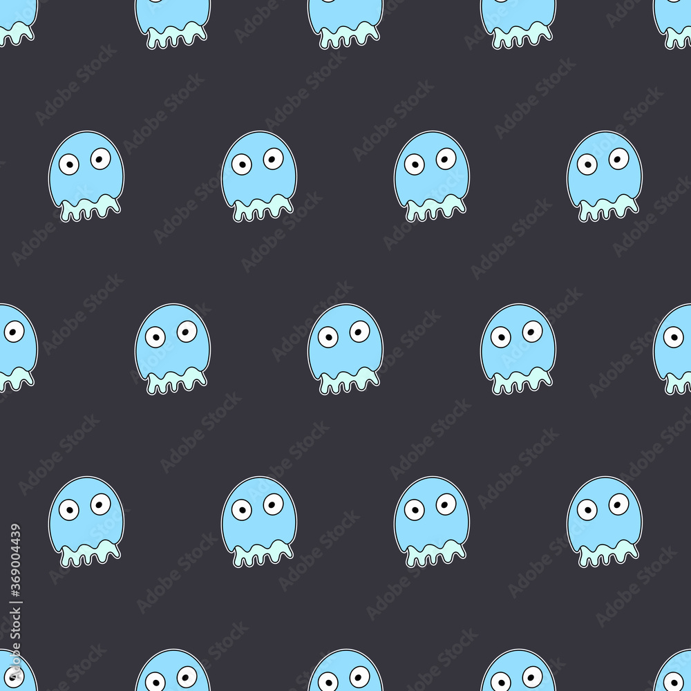 Funny jellyfish seamless pattern. Medusa with a funny look. Good for phono, postcards and wrapping paper. Vector. Funny jellyfish seamless pattern. Medusa with a funny look. Good for phono, postcards and wrapping paper. Vector.