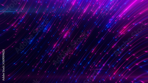 Abstract neon background from light lines swirling in space. 3d illustration