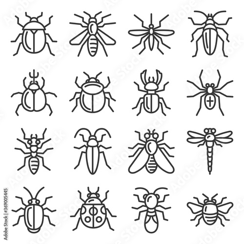 Bugs and Insects Icons Set on White Background. Vector © Sergei Sizkov
