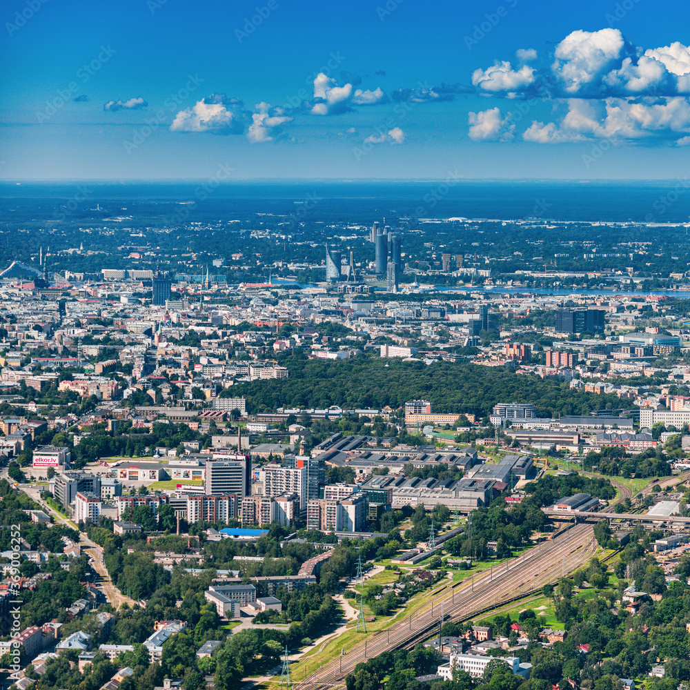 Fototapeta premium aerial view over the Riga city