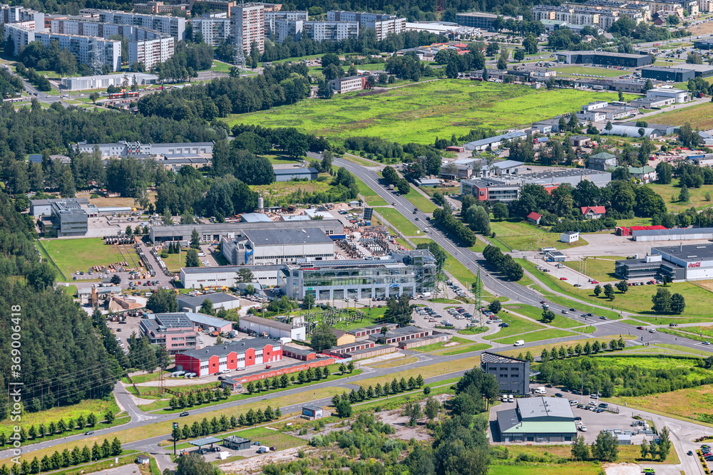 aerial view over the Riga city