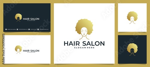 modern woman hair salon logo with flower combination