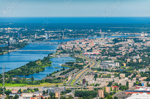 aerial view over the Riga city © Mihails Ignats