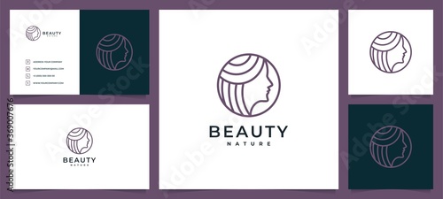 modern woman hair salon logo with flower combination