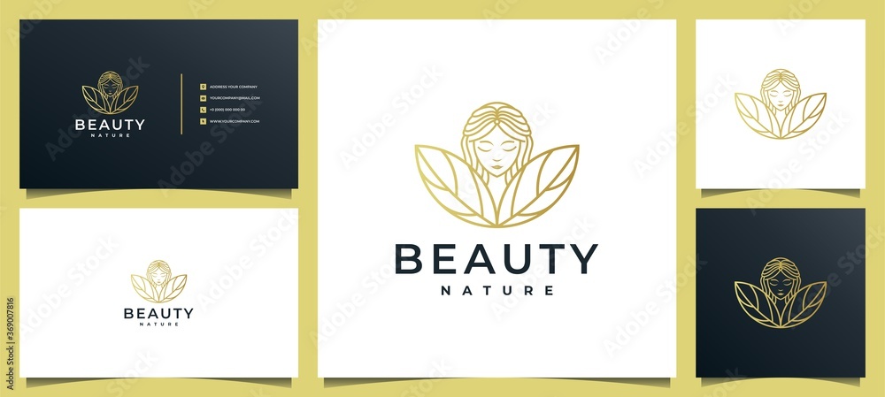 Fototapeta premium modern woman hair salon logo with flower combination