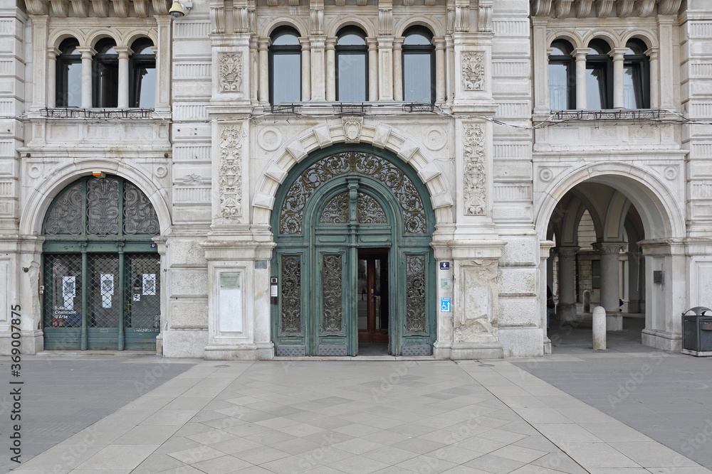 Entrance to City Hall Building in Trieste Italy