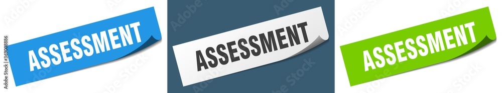 assessment paper peeler sign set. assessment sticker
