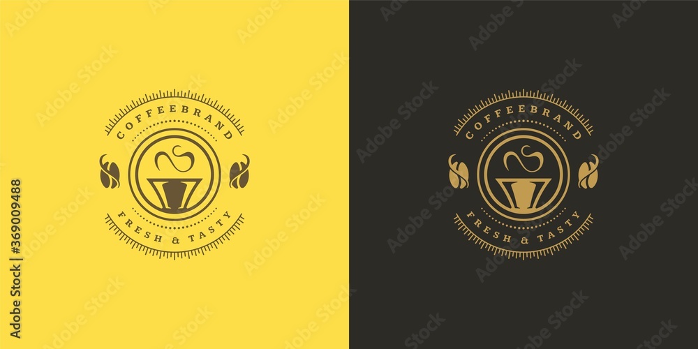 Coffee or tea shop logo template vector illustration with bean silhouette good for cafe badge design and menu decoration Coffee or tea shop logo template vector illustration with bean silhouette good for cafe badge design and menu decoration