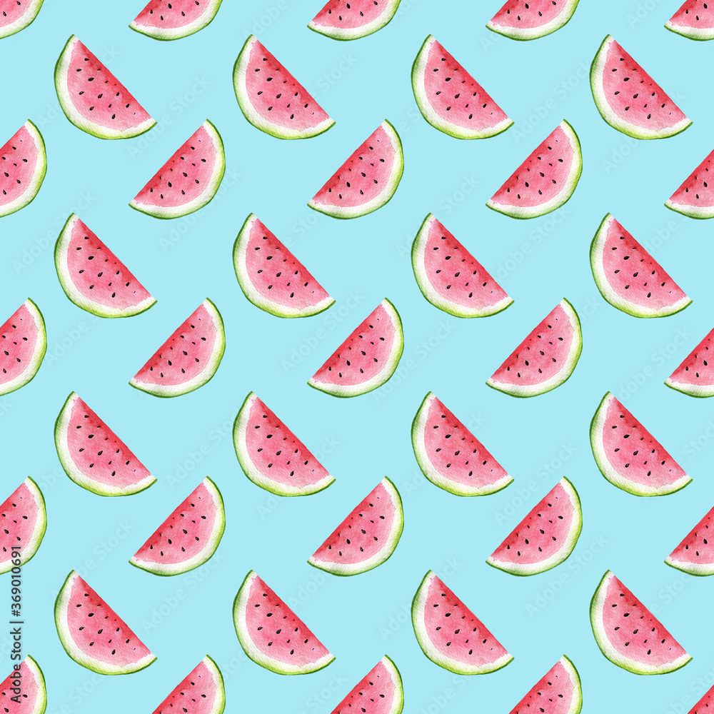Watercolor Seamless Pattern with watermelons Watercolor Seamless Pattern with watermelons