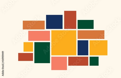 Moodboard collage frame mockup. Mosaic mood board grid, pastel color montage boarder for branding presentation. Creative vector illustration