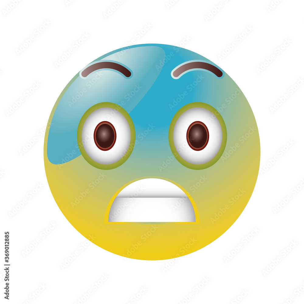 Fototapeta premium blue cold freezing emoticon in white background