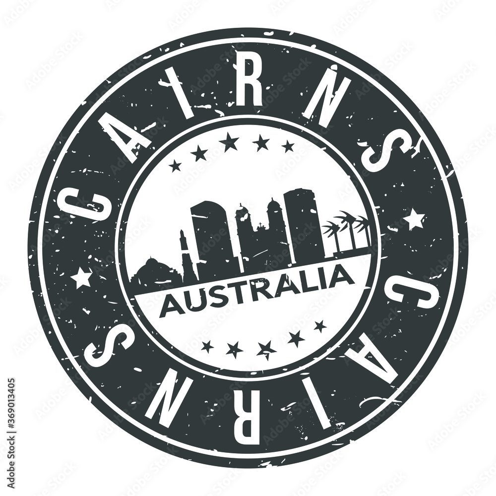 Cairns Australia Round Stamp Icon Skyline City Design Badge Rubber. Cairns Australia Round Stamp Icon Skyline City Design Badge Rubber.