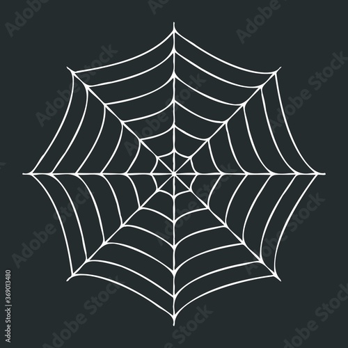 Creepy spider web on black background. Vector halloween illustration.