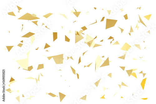 Many Falling Luxury Golden Confetti. Birthday & Celebration. Vector Illustration