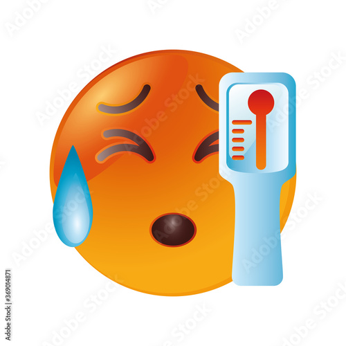 sick emoticon in white background