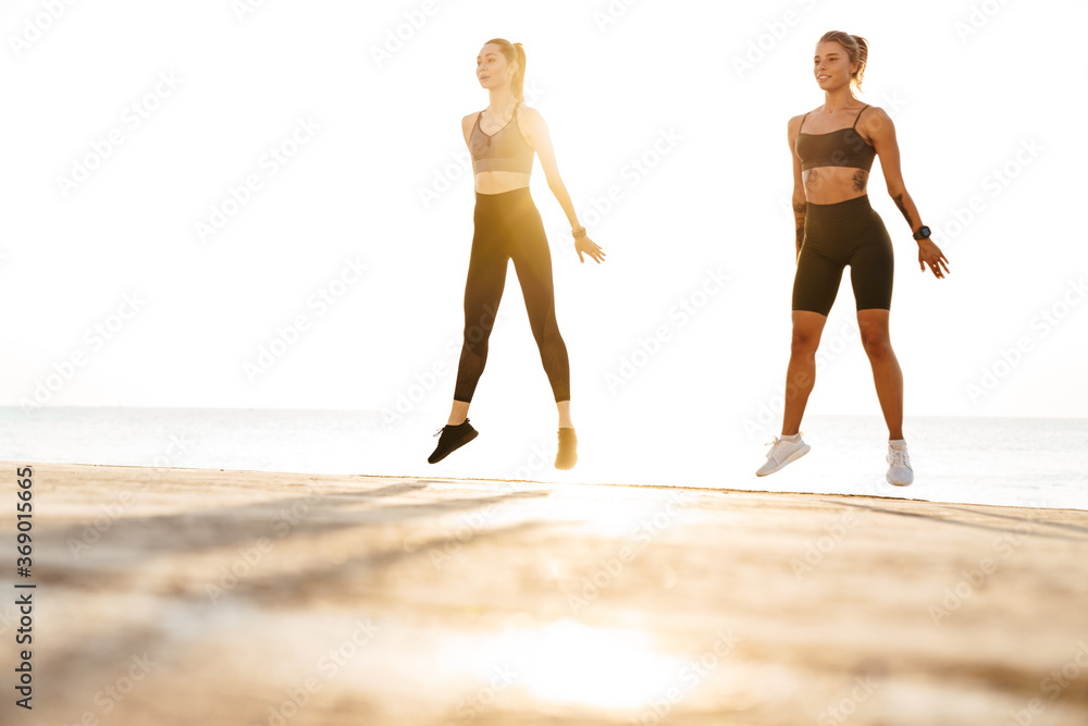 Fitness sports women friends outdoors