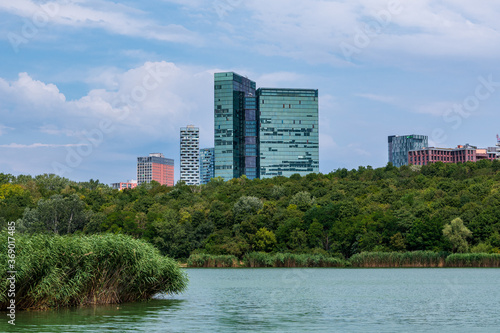 Recreation Area and Lake Wienerberg, Vienna, Austria in summer
