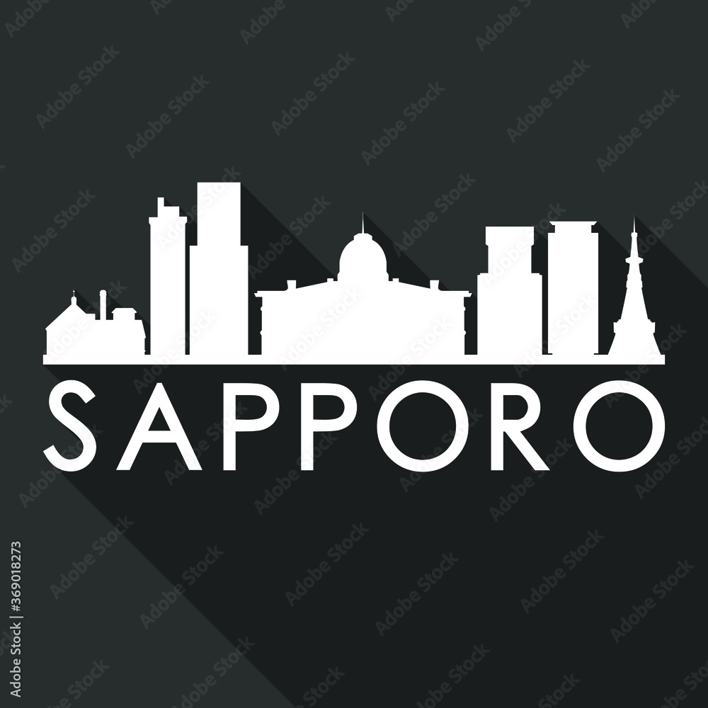 Fototapeta premium Sapporo Flat Icon Skyline Silhouette Design City Vector Art Famous Buildings.